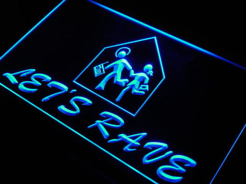 Let's Rave Party DJ Disc Jockey Bar Light Sign